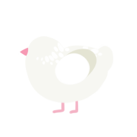 Marshmallow, a white chicken with a neck-speckle pattern