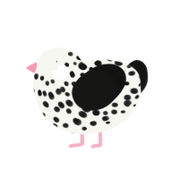 Atom Heart Mother, a white and black chicken with a speckle pattern