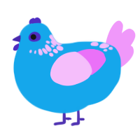 Blue Raspberry, a sky and lavender chicken with a neck-speckle pattern