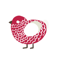 (unnamed), a crimson and white chicken with a lace pattern