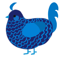 Joja Blu, a navy and sapphire chicken with a lace pattern