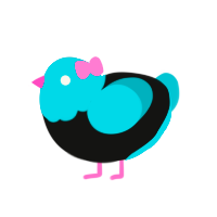 MikuMiku, a black and teal chicken with a head pattern