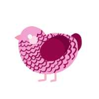 Love, a pink and maroon chicken with a lace pattern