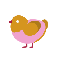 (unnamed), a pink and ochre chicken with a head pattern