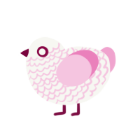 Strawberry, a white and pink chicken with a lace pattern