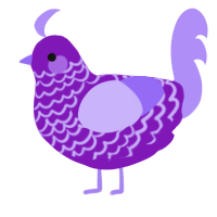 A violet and lilac chicken with a lace pattern