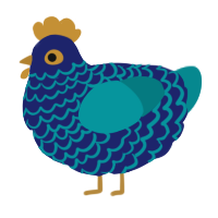 (unnamed), a navy and teal chicken with a lace pattern