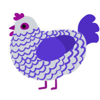 Coraline, a mist and indigo chicken with a lace pattern