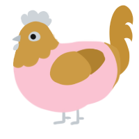 Rose, a rose and gold chicken with a head pattern