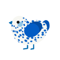 Snowglobe, a white and ultramarine chicken with a speckle pattern