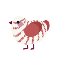 Medic, a white and red chicken with a bar pattern