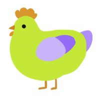 Somewhat spooky, a lime and lilac chicken