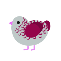 mist, a silver and maroon chicken with a half-lace pattern