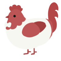 A white and red chicken with a head pattern