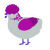 A silver and plum chicken with a neck-speckle pattern