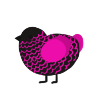 No Vibrations, a sable and fuchsia chicken with a lace pattern