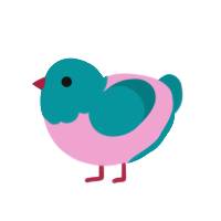 (unnamed), a pink and teal chicken with a head pattern