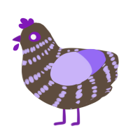 RE, a bark and lilac chicken with a bar pattern