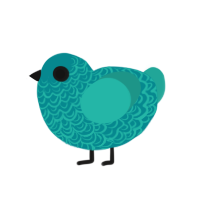 Cove, a teal and turquoise chicken with a double-lace pattern