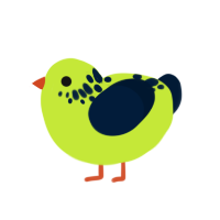 kiwi, a lime and tumblr chicken with a neck-speckle pattern