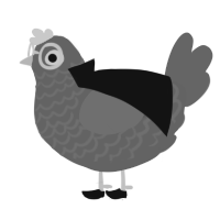 Detective Henyolds, a sapphire and grey chicken with a lace pattern