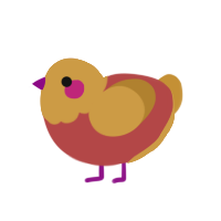 Tournesol, a red and gold chicken with a head pattern