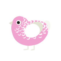 Icing, a pink and white chicken with a half-lace pattern