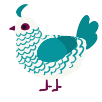 OSHA Compliant, a white and teal chicken with a lace pattern