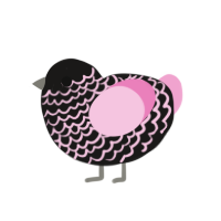 Black Garlic Ham, a sable and pink chicken with a lace pattern