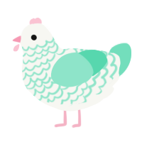 Teacup, a white and mint chicken with a lace pattern