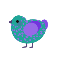 sicklish, a turquoise and blurple chicken with a speckle pattern