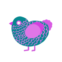 (unnamed), a teal and orchid chicken with a lace pattern