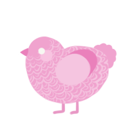 Pinklyn, a pink chicken with a double-lace pattern