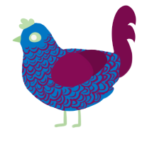 Dragon Tales, a sapphire and wine chicken with a double-lace pattern