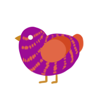 Violet, a plum and vermilion chicken with a bar pattern