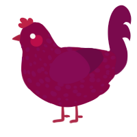 Glass o wine, a maroon and wine chicken with a speckle pattern