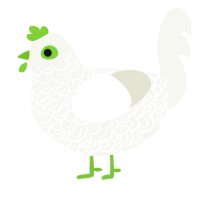 Xbox, a white chicken with a double-lace pattern