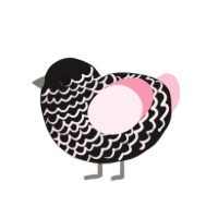 bobbin, a sable and rose chicken with a lace pattern