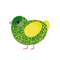 Eat Your Veggies, a leaf and yellow chicken with a double-lace pattern