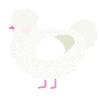 Bignet, a white chicken with a double-lace pattern