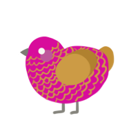 Drago Froot, a fuchsia and gold chicken with a lace pattern