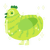 A lime and grass chicken with a bar pattern