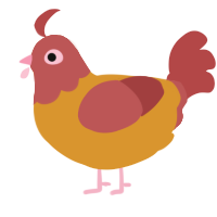 Candycorn, a orange and red chicken with a head pattern