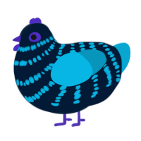 Neon Leon, a tumblr and cerulean chicken with a bar pattern