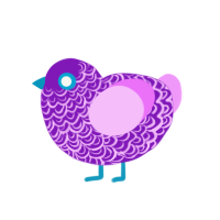 Postage Stamp, a violet and lavender chicken with a double-lace pattern