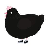 Kiss, a black and sable chicken with a neck-speckle pattern