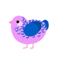 Pink Cake, a lavender and ultramarine chicken with a half-lace pattern