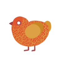 Jaze, a vermilion and orange chicken with a double-lace pattern