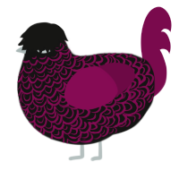 Humerus, a black and wine chicken with a double-lace pattern