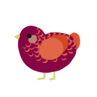 小秋, a maroon and vermilion chicken with a half-lace pattern